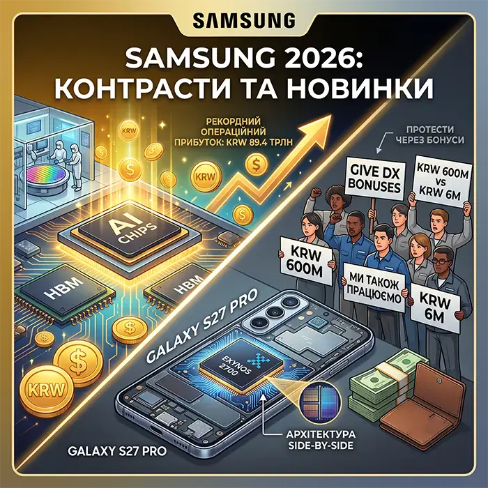 Аномальні прибутки та внутрішній розкол: чим живе Samsung у липні 2026 року та яким буде Galaxy S27 Pro
