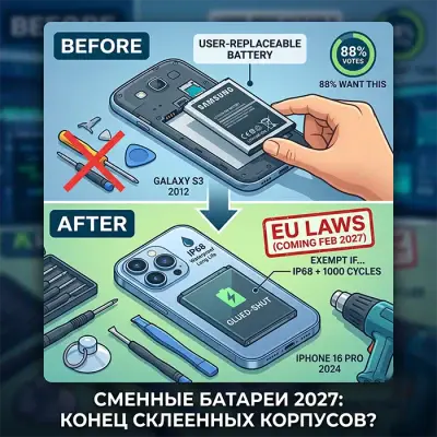 Ностальгія чи жорстока необхідність: Чому закон ЄС про знімні батареї не змінить ваші iPhone та Galaxy