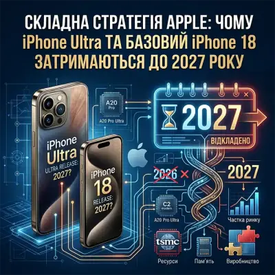 Секретний злив постачальників: чому Apple відкладає гнучкий iPhone Ultra та базовий iPhone 18