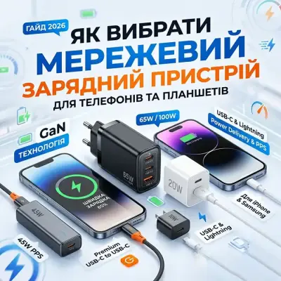 Як правильно вибрати мережевий зарядний пристрій для смартфона у 2026 році