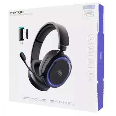 Беспроводная игровая гарнитура PC Proove Gaming Rapture BT Black, Черные Беспроводная игровая гарнитура PC Proove Gaming Rapture BT Black, Черные