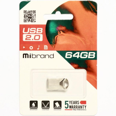 Флеш пам\'ять USB 64Gb Mibrand Hawk USB 2.0 Silver, Срібний