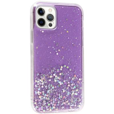 Чехол накладка Star Glitter iPhone 12/12 Pro Сиреневая