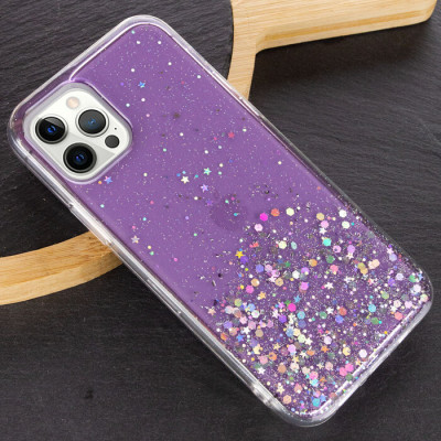 Чехол накладка Star Glitter iPhone 12/12 Pro Сиреневая