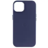 Чехол накладка Leather Case with MagSafe iPhone 13 Темно-синяя (Ink)