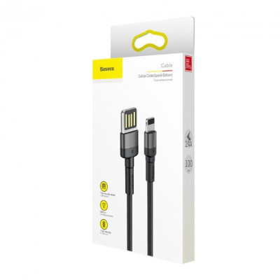 Кабель дата Baseus Cafule Lightning SE 1м Чёрно-серый