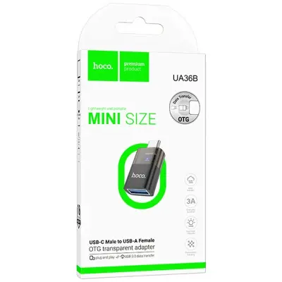 Перехідник адаптер OTG Hoco UA36 USB to Type-C Чорний