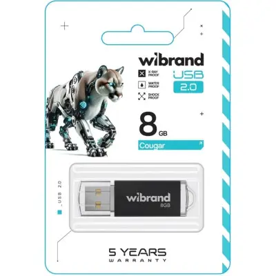 USB 8Gb Wibrand Cougar USB 2.0 Чорна USB 8Gb Wibrand Cougar USB 2.0 Чорна