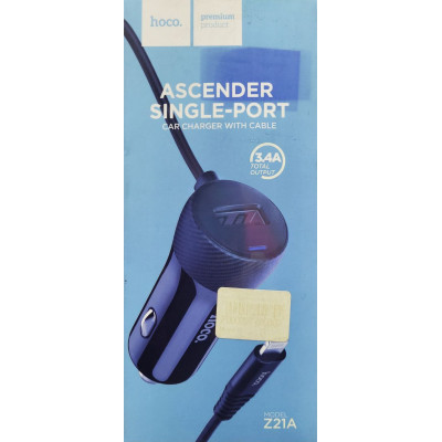 Автомобільний зарядний пристрій Hoco Z21 3.4A Lightning