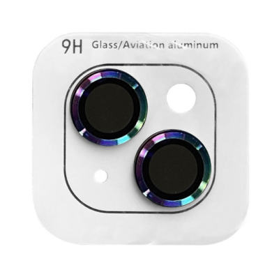 Защитное стекло на камеру Metal iPhone 14/14 Plus Сиреневое (Rainbow)
