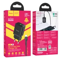 Сетевое зарядное устройство Hoco N26 1USB/18W/QC 3.0 + Type-C Black, Чёрный Сетевое зарядное устройство Hoco N26 1USB/18W/QC 3.0 + Type-C Black, Чёрный