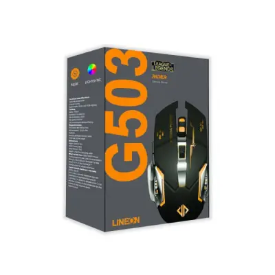 Проводная игровая мышка с подсветкой LineON G503 Rider Black, Черная Проводная игровая мышка с подсветкой LineON G503 Rider Black, Черная