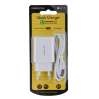 Мережевий зарядний пристрій Borofone 1USB BA21A Type-C QC3.0 White, Білий Мережевий зарядний пристрій Borofone 1USB BA21A Type-C QC3.0 White, Білий