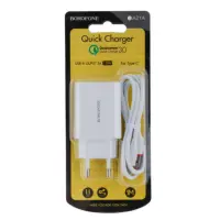 Сетевое зарядное устройство Borofone 1USB BA21A Type-C QC3.0 White, Белый Сетевое зарядное устройство Borofone 1USB BA21A Type-C QC3.0 White, Белый