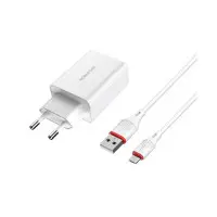 Сетевое зарядное устройство Borofone 1USB BA21A microUSB QC3.0 White, Білий Сетевое зарядное устройство Borofone 1USB BA21A microUSB QC3.0 White, Білий