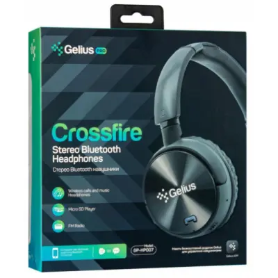 Безпровідні навушники Gelius Pro Crossfire GP HP-007 Black, чорні Безпровідні навушники Gelius Pro Crossfire GP HP-007 Black, чорні