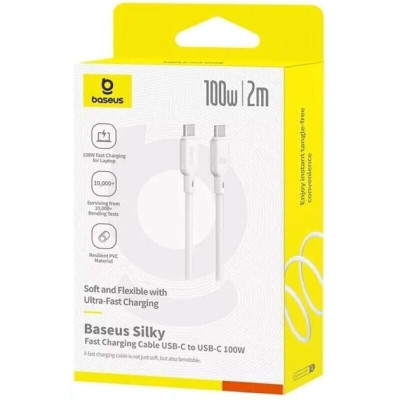Кабель дата Baseus Silky Type-C to Type-C  2м Білий