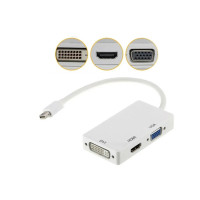Перехідник Mini DP-HDMI+VGA+DVI  Білий