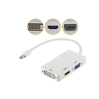 Перехідник Mini DP-HDMI+VGA+DVI  Білий