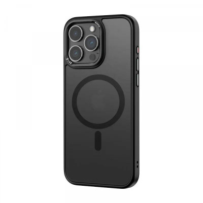 Чехол накладка Rock Metal-Lens MagSafe iPhone 15 Pro Max Черная (Titanium)