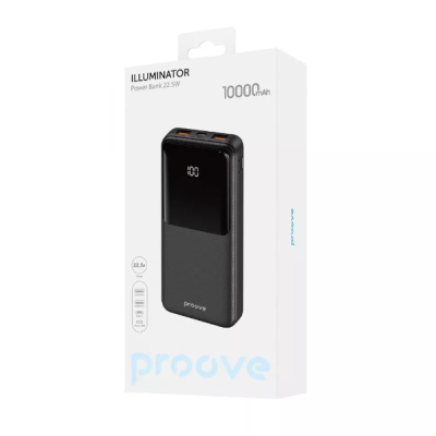 Универсальная мобильная батарея Повербанк Proove Illuminator 10000mAh 22.5W Черный