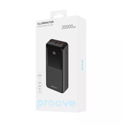 Універсальна мобільна батарея Повербанк Proove Illuminator 20000mAh 22.5W Чорний