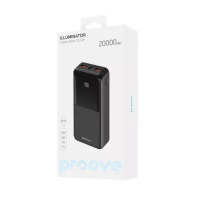 Универсальная мобильная батарея Повербанк Proove Illuminator 20000mAh 22.5W Черный Универсальная мобильная батарея Повербанк Proove Illuminator 20000mAh 22.5W Черный