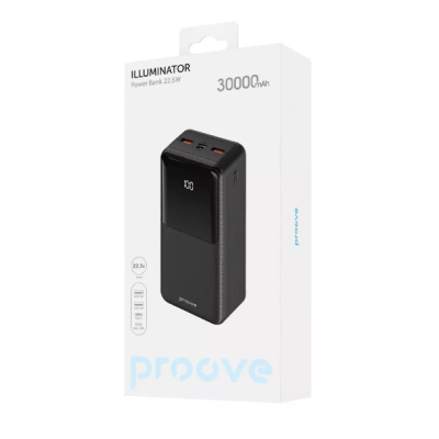 Универсальная мобильная батарея Повербанк Proove Illuminator 30000mAh 22.5W Черный