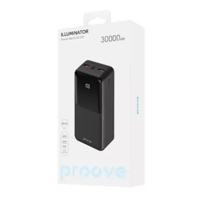 Универсальная мобильная батарея Повербанк Proove Illuminator 30000mAh 22.5W Черный Универсальная мобильная батарея Повербанк Proove Illuminator 30000mAh 22.5W Черный