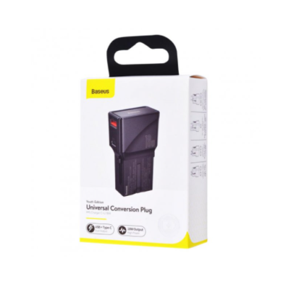 Сетевое зарядное устройство Baseus Universal Conversion PPS QC3.0 + PD3.0 18W USB + Type-C 3A Универсальное Black, Чёрный