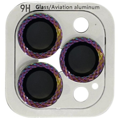 Защитное стекло на камеру Metal Shine iPhone 14 Pro/14 Pro Max Сиреневое (Rainbow)