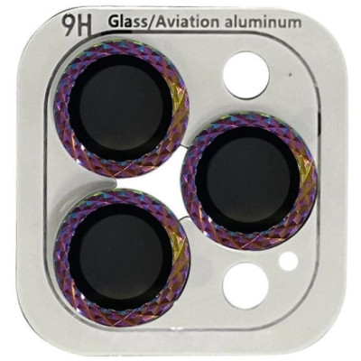 Защитное стекло на камеру Metal Shine iPhone 14 Pro/14 Pro Max Сиреневое (Rainbow)