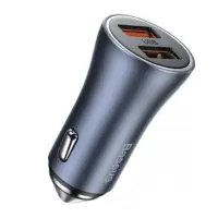 Автомобільний зарядний пристрій Baseus Golden Contactor 2USB + Кабель Type-C QC 40w Dark grey, Темно-Сірий