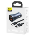 Автомобільний зарядний пристрій Baseus Golden Contactor 2USB + Кабель Type-C QC 40w Dark grey, Темно-Сірий