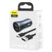 Автомобильное зарядное устройство Baseus Golden Contactor 2USB + Кабель Type-C QC 40w Dark grey, Темно-Серый