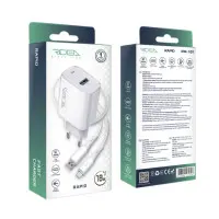 Сетевое зарядное устройство Ridea RW-18123 USB-A QC18W + MicroUSB White, Белый