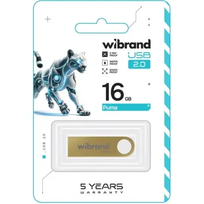 Флеш память USB 16Gb Mibrand Puma USB 2.0 Gold, Золотий