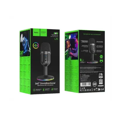 Мікрофон настільний Hoco  L25 (USB-A) Black, Чорний