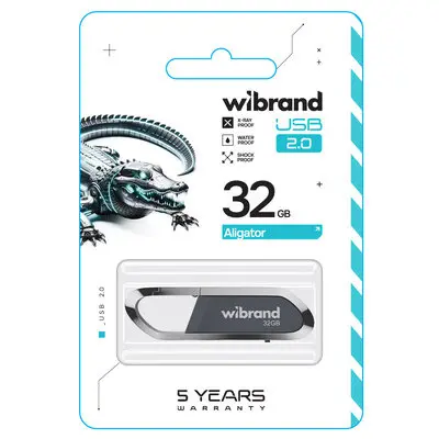 Флеш память USB 32Gb Wibrand Aligator USB 2.0 Серая