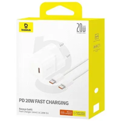 МЗП Baseus Gan5 Fast Charger 20W Type-C to Type-C 100W Белый МЗП Baseus Gan5 Fast Charger 20W Type-C to Type-C 100W Белый