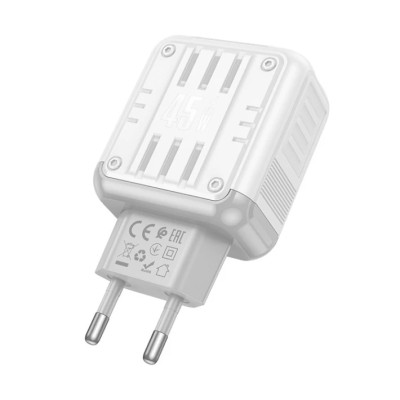 Мережевий зарядний пристрій Hoco C136A PD 45W Type-C to Type-C Білий