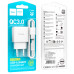 Мережевий зарядний пристрій Hoco C140A 1USB/18W/QC 3.0 + MicroUSB White, Білий