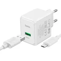 Сетевое зарядное устройство Hoco CS12A 1USB/QC 3.0 + MicroUSB White, Белый Сетевое зарядное устройство Hoco CS12A 1USB/QC 3.0 + MicroUSB White, Белый