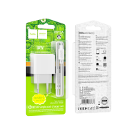 МЗП Hoco CS12A 1USB/QC 3.0 + Type-C Білий