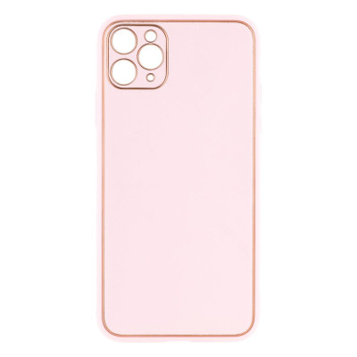 Накладка Leather Gold iPhone 11 Pro Max Розовая (Pink)
