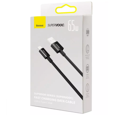 Кабель дата Baseus Superior (SuperVooc) 65W USB Type A - Type-C 1м Чорний