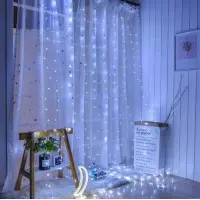 Гірлянда штора на батарейці+USB 2*2м біла