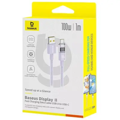 Кабель дата Baseus Display 2 USB Type A - Type-C 100W 1м Фиолетовый