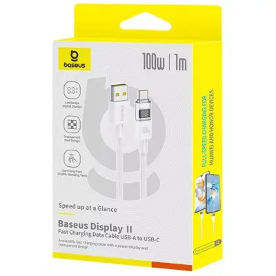 Кабель дата Baseus Display 2 USB Type A - Type-C 100W 1м Белый