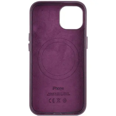Чехол накладка Leather Case with MagSafe iPhone 12/12 Pro Темно-вишневый/Dark Cherry (AA+)